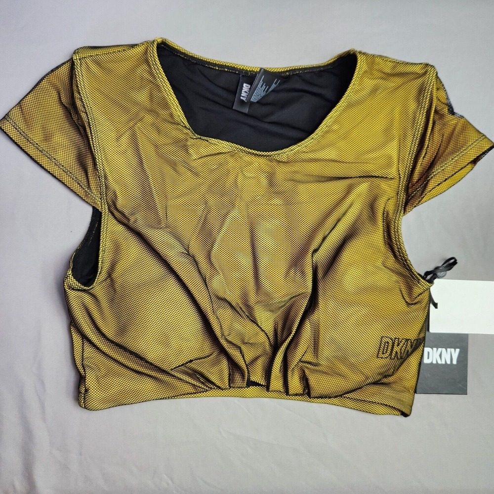DKNY Swim Top Active Crop Top UV‎ Protection 4-Way Stretch Athletic Shirt Size M